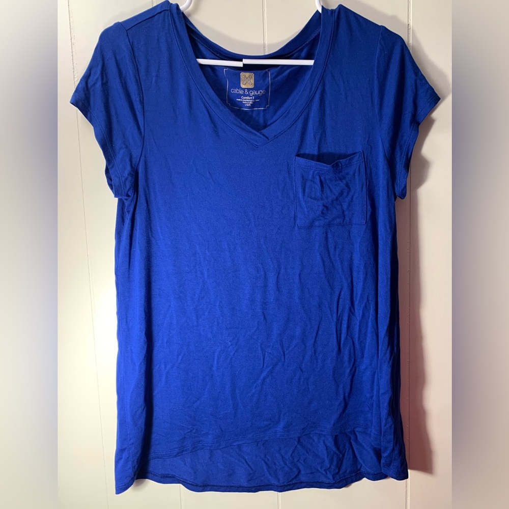 Cable & Gauge Blue Cap Sleeve Relaxed T-Shirt